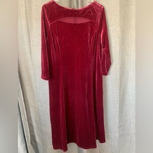 Susan Graver Wine Red Velvet Long Sleeve Midi Dress Large Missing Tags